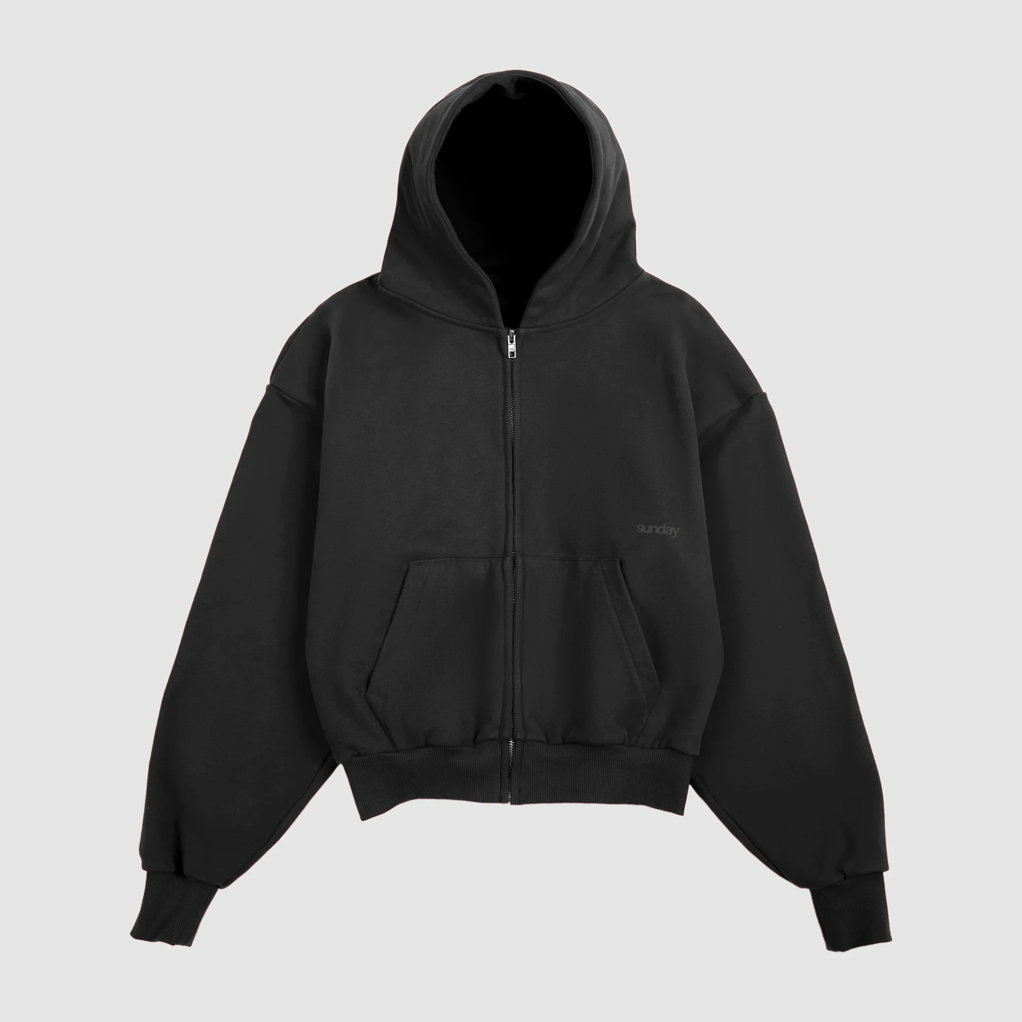 heavyweight script zip up vintage black