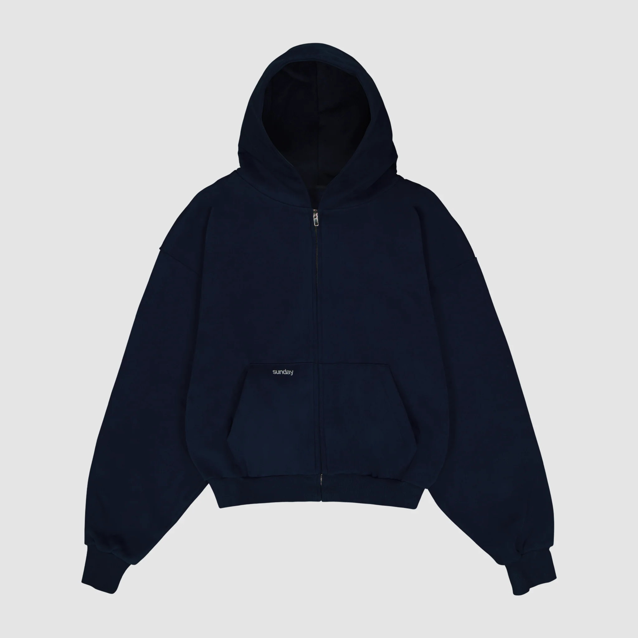 heavyweight simple zip up navy