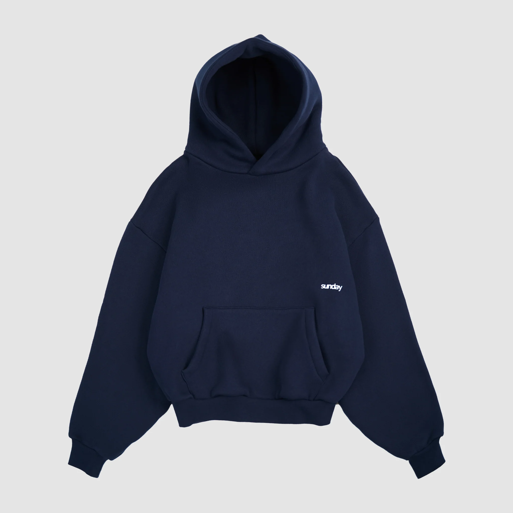 heavyweight script hoodie navy
